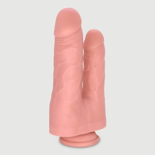 Eric 22 cm Double gode réaliste en silicone avec ventouse - Chair