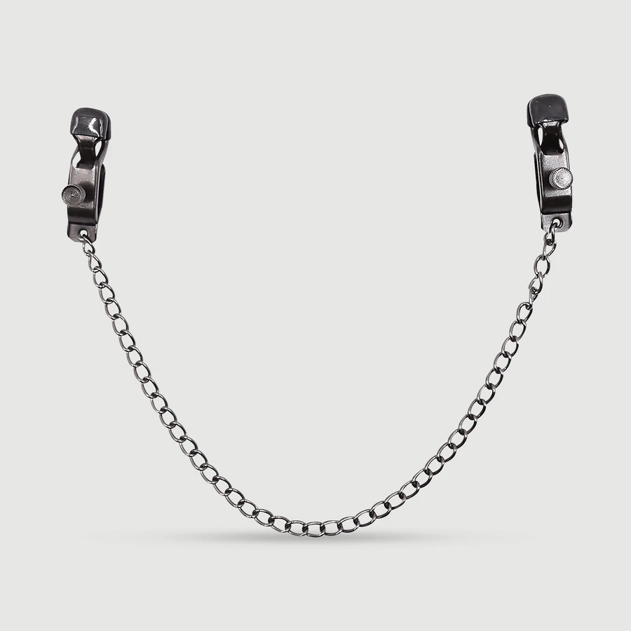 Nipple Clamps With Adjustable Pressure & Fine Metal Chain - Black