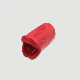 Masturbateur vibrant masculin en silicone avec nervures - Rouge