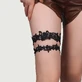 Floral Lace Bow Leg Ring - Black - One Size