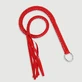 Kleine zweep met metalen ring en gevlochten handvat - Rood