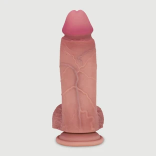 Leno 19,3 cm Double Layer Silicone Ultra Realistic Dildo with Balls & Suction Cup - Flesh