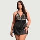 Plus Size Sexy Floral Decoration Crossing Straps For Back Babydoll - Black - Large/X-Large