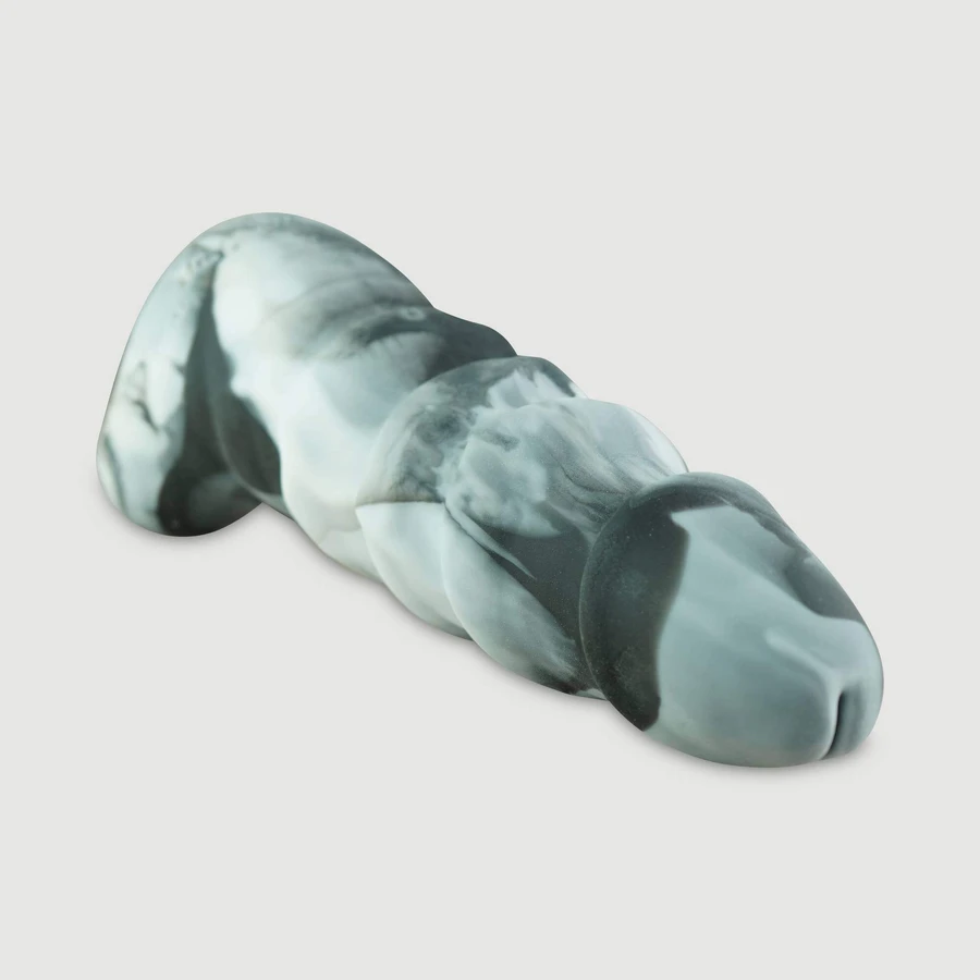 The Ladder Realistic Platinum Silicone Large Dildo With Ribs 25,40 cm - Gray