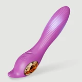 Aurora Silicone Vibrator with Smooth Ribs - Purple
