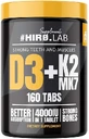 HIRO.LAB Vitamin D3 4000IU + K2 MK7 160 tablets