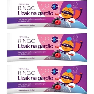 Ringo Throat Lollipop with raspberry and currant flavor without ...