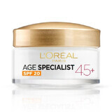 Crema de día antiarrugas con efecto lifting y FPS 20 Age Specialist 45+, 50 ml, Loreal