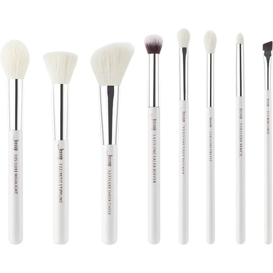 Jessup White/Silver Mix Hair Brush Set Pinceles para ojos 8 pcs.