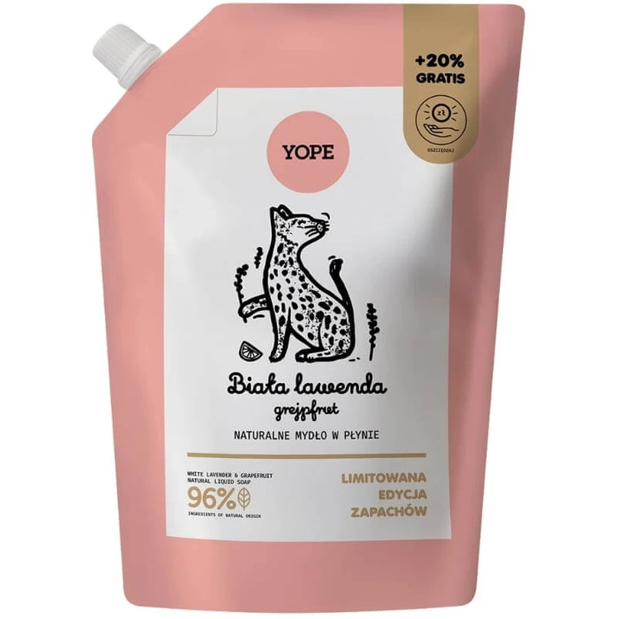 YOPE Flüssigseife Weiß Lavendel Grapefruit Refill 600 ml