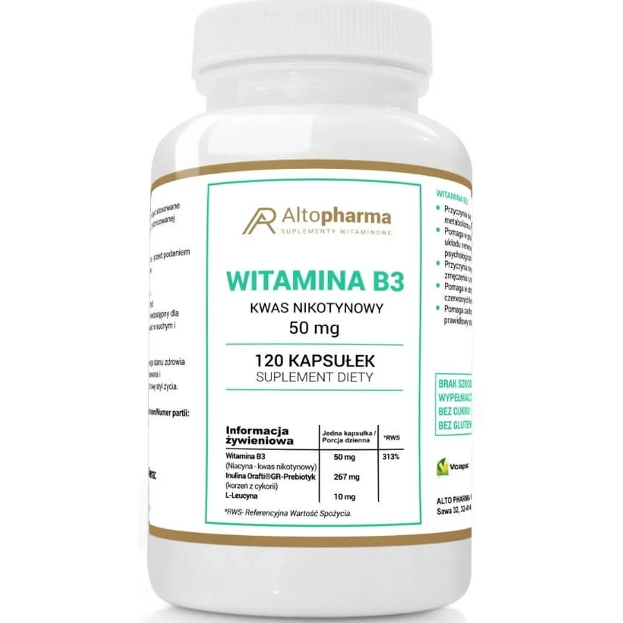 Altopharma Vitamin B3 Nicotinic acid 50 mg 120 capsules