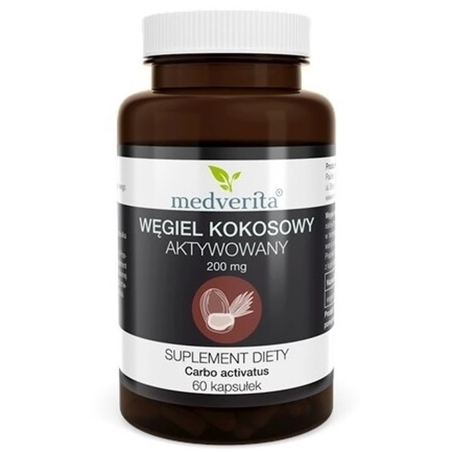 Medverita, aktivierte Kokosnusskohle, 200mg, 60 Kapseln