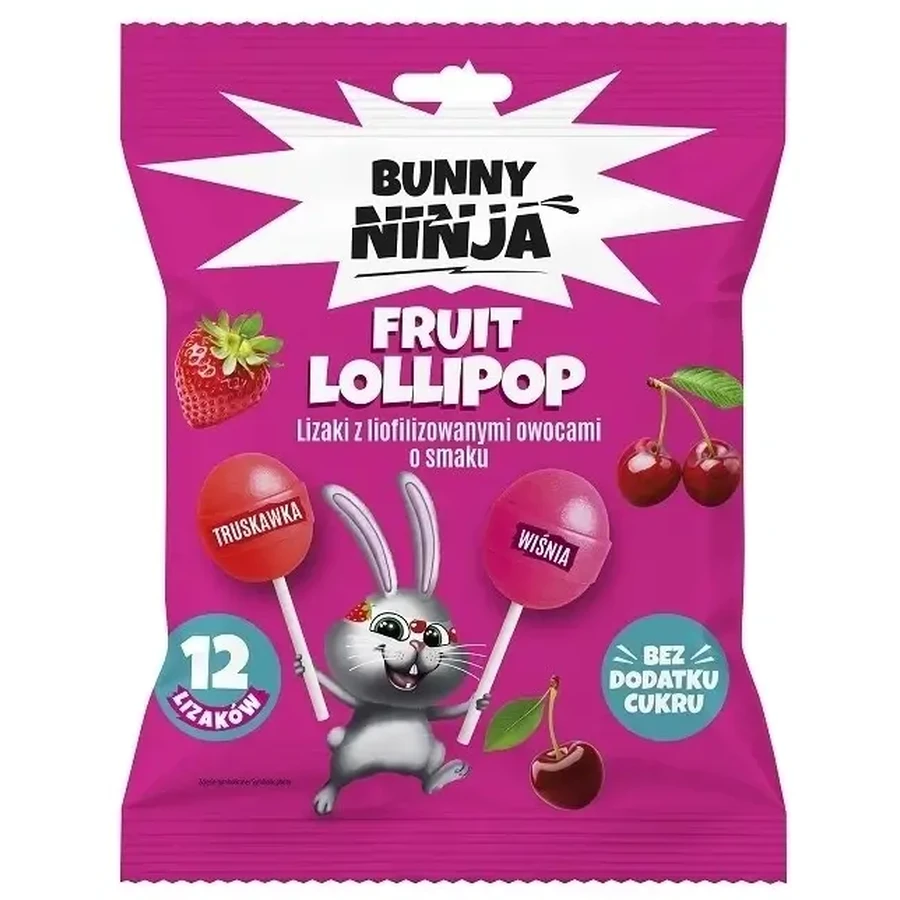 Piruleta Ninja Bunny Fruit Piruletas con sabores a fresa y cereza ...