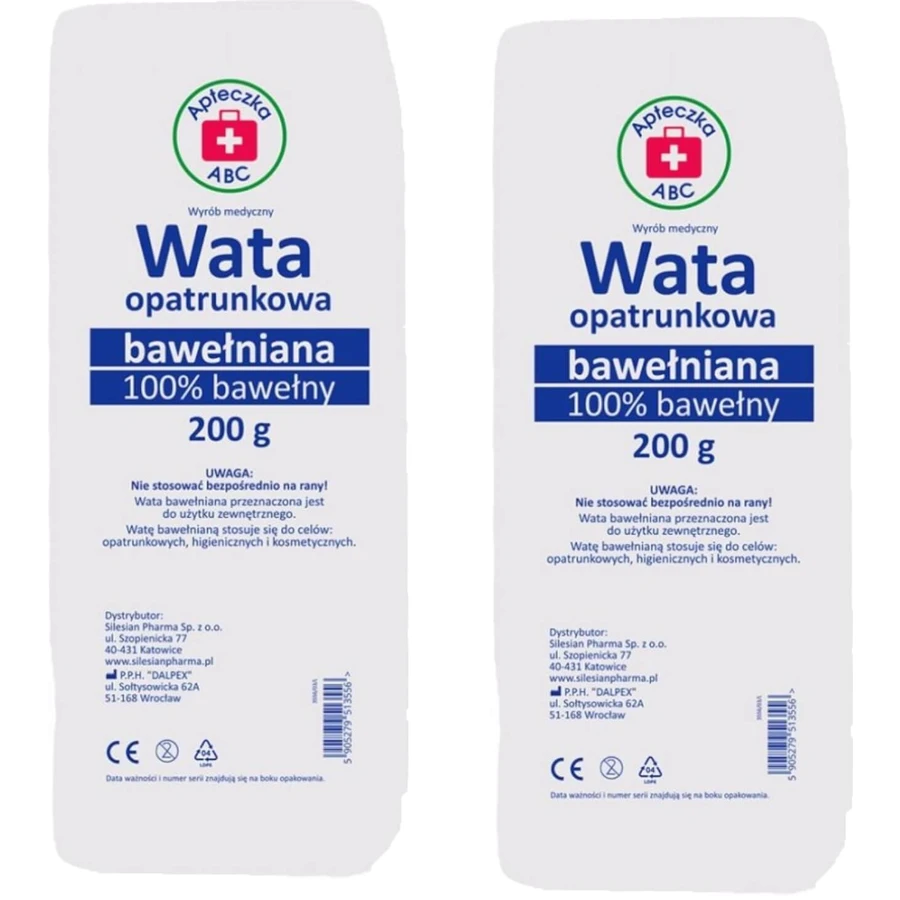 Kit di pronto soccorso ABC Ovatta di cotone 200 g Confezione multipla × 2