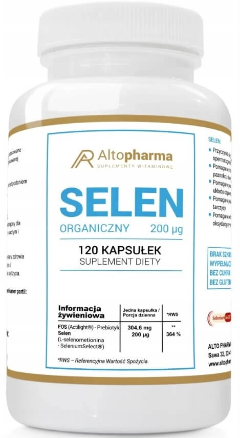 Altopharma Organic Selenium 200 mcg 120 capsules.