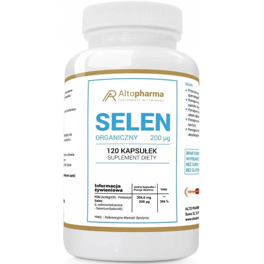 Altopharma Selenio Orgánico 200 mcg 120 cápsulas.