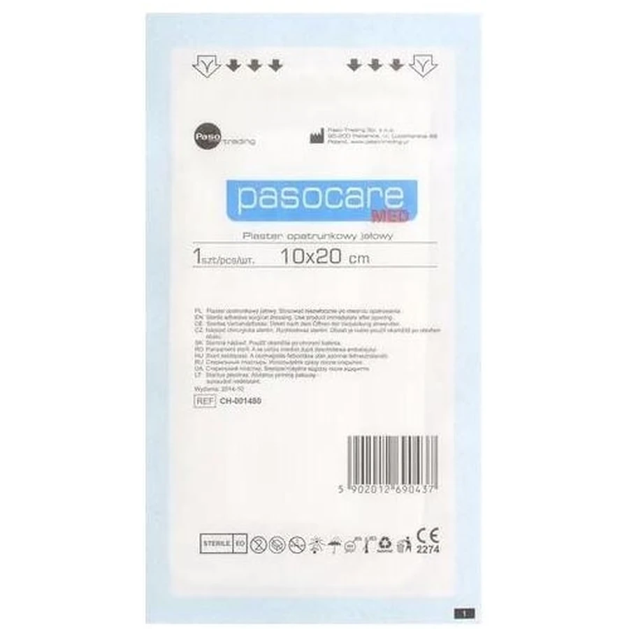 Pasocare Med Steriles Verbandspflaster 10 x 20 cm 1 Stück.