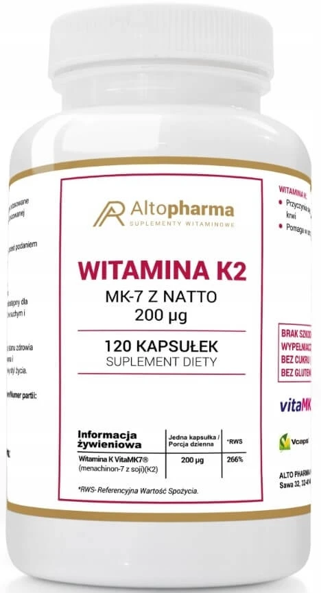 Altopharma Vitamin K2 MK-7 with NATTO 200mcg 120 caps.