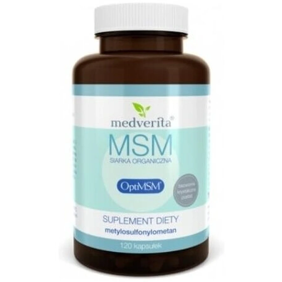 Medverita MSM OptiMSM azufre orgánico 500 mg 120 cápsulas.