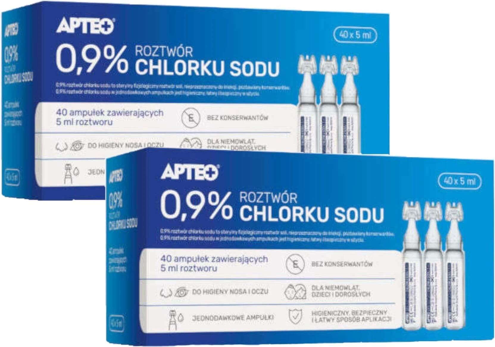 APTEO 0.9% sodium chloride solution 40 ampoules x 5 ml Multi-pack ...