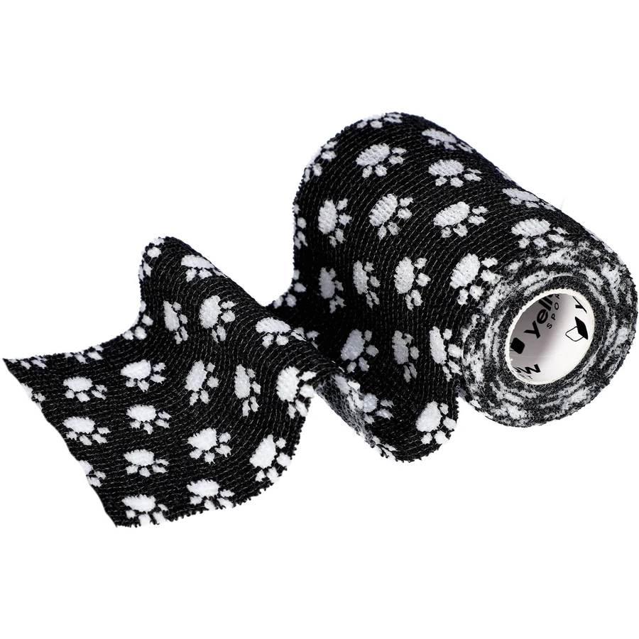 YellowBand Cohesive Bandage 10 cm x 4.5 m black with paws 1 ...