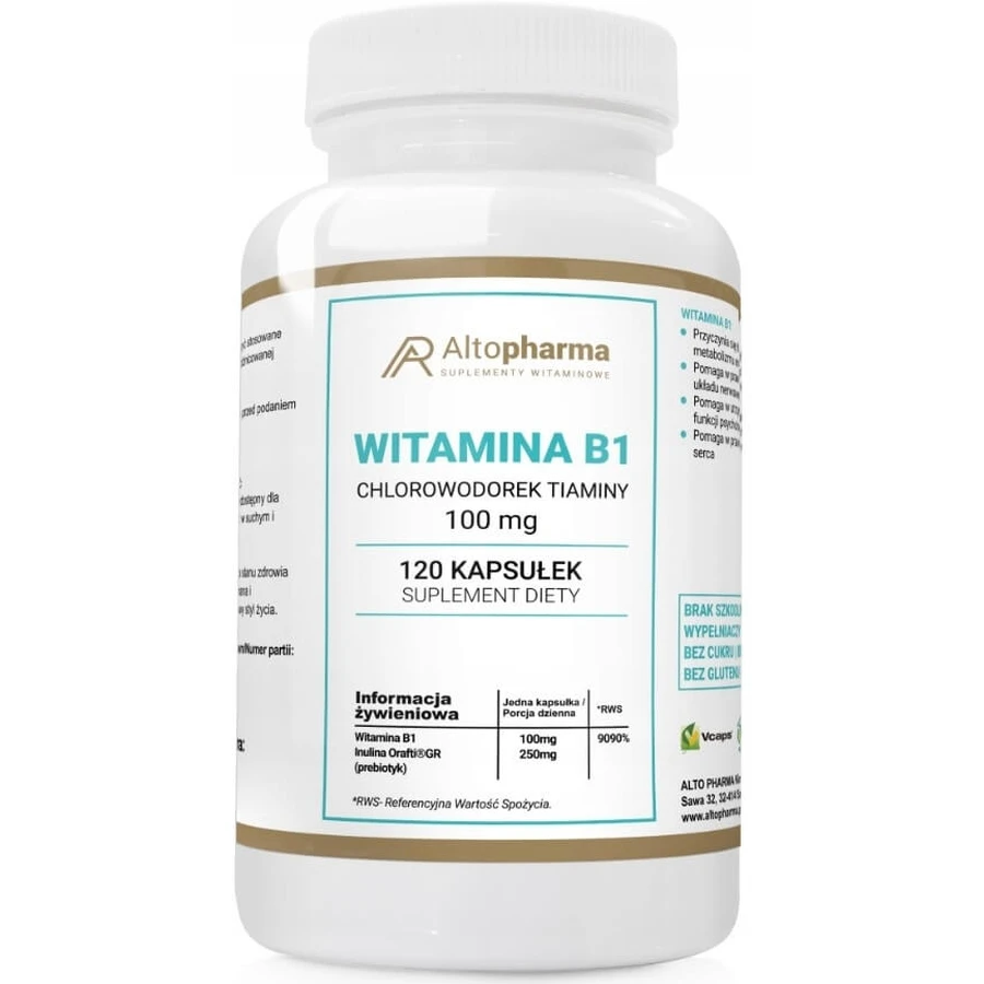 Altopharma Vitamin B1 100mg Thiaminhydrochlorid 120 Kapseln.