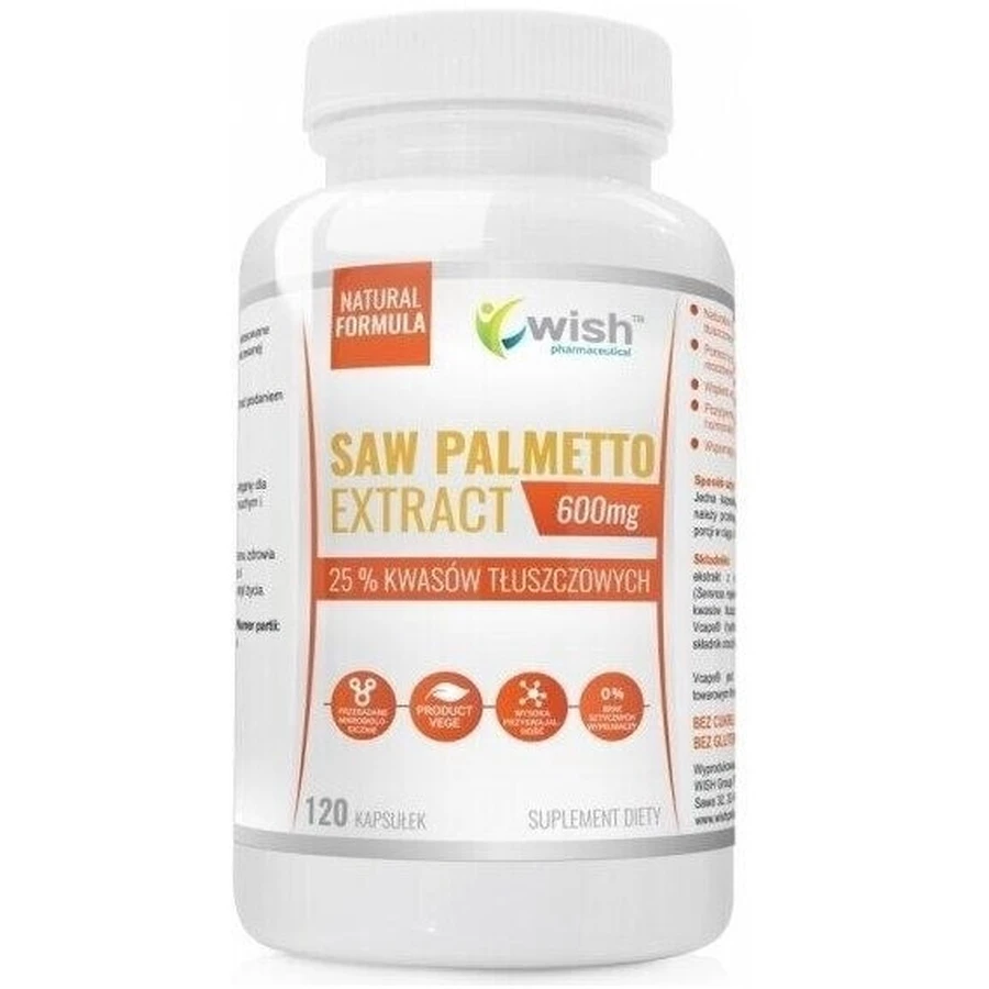 Wish Saw Palmetto Extracto 600 mg 120 cápsulas.