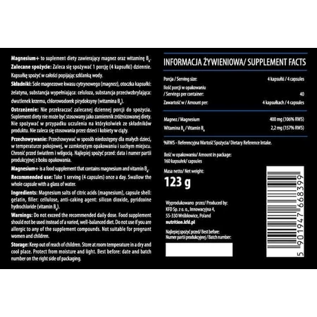 KFD Magnesium+ B6 160 capsules