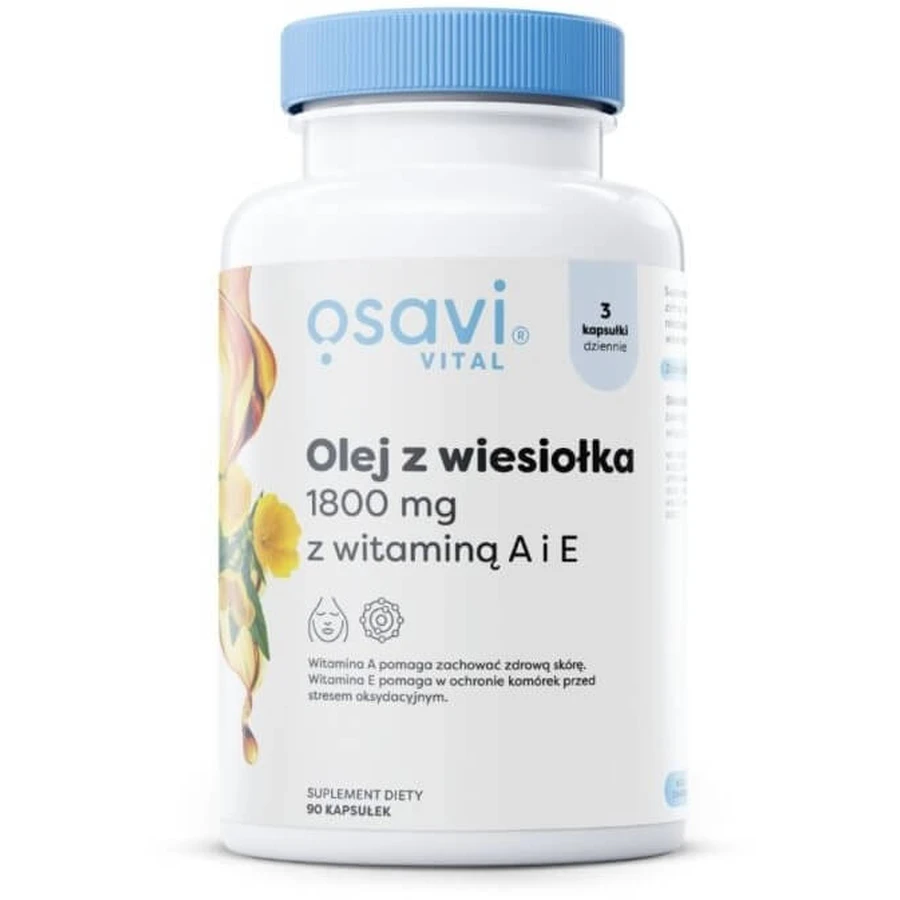 Osavi Teunisbloemolie 1800 mg met vitamine A en E, 90 capsules