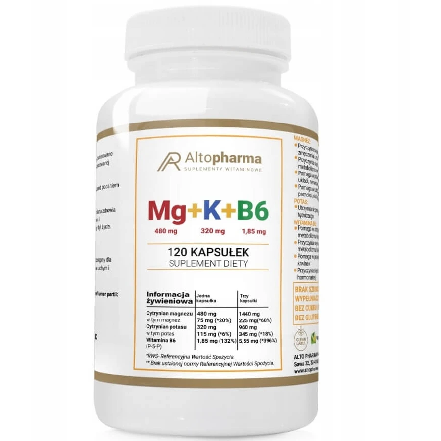Altopharma Mg+K+Vit B6 120 caps Vege
