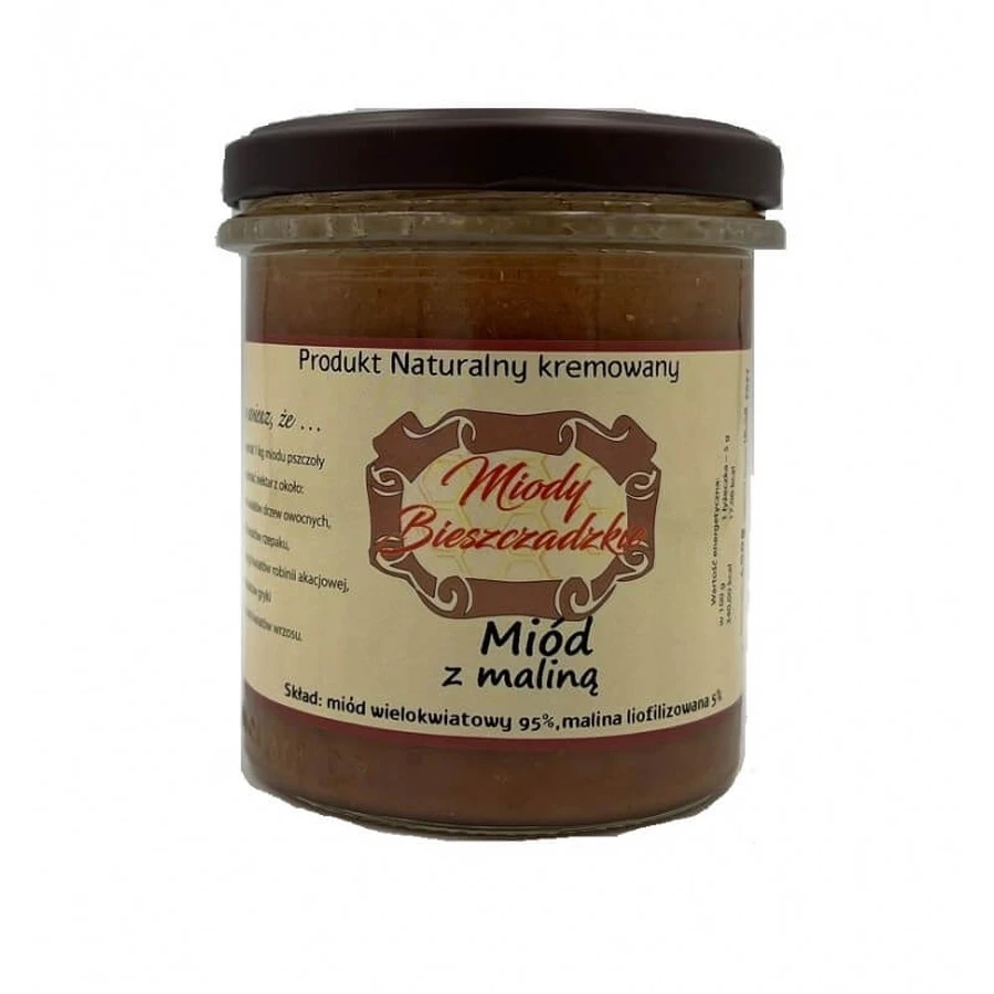 Miody Bieszczadzkie Miel avec framboise 400 g