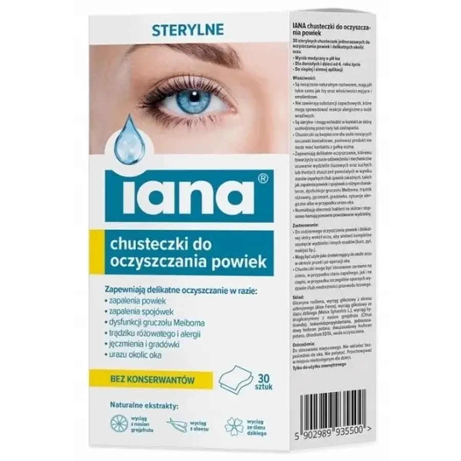 Iana Augenlid-Reinigungstücher, 30 Stück