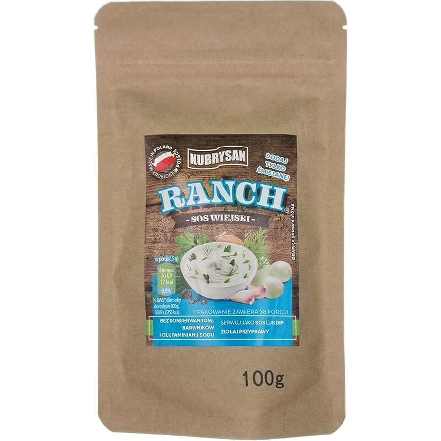 KUBRYSAN Ranch zoutarme knoflook landsaus 100 g