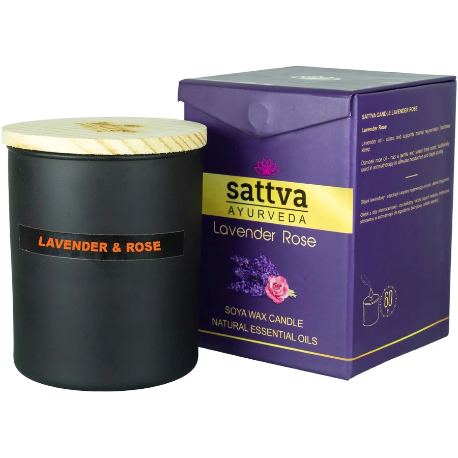 Sattva Kaars Sojakaars Lavendel en Indische Roos 200ml