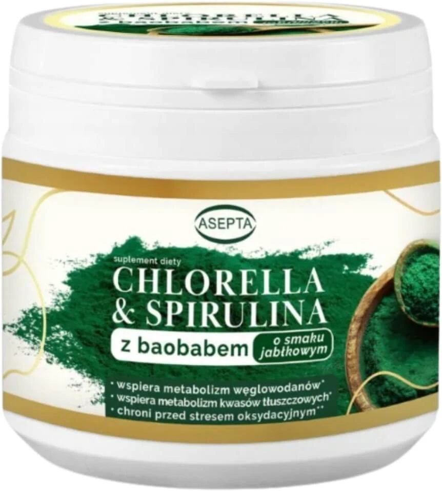 Asepta Chlorella & Spirulina with apple flavor 150 g