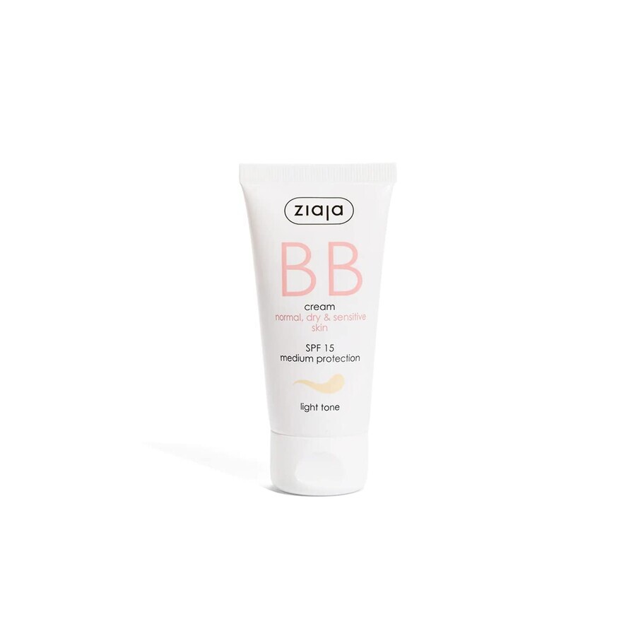 BB cream with SPF15 light shade for normal dry skin, 50 ml, Ziaja