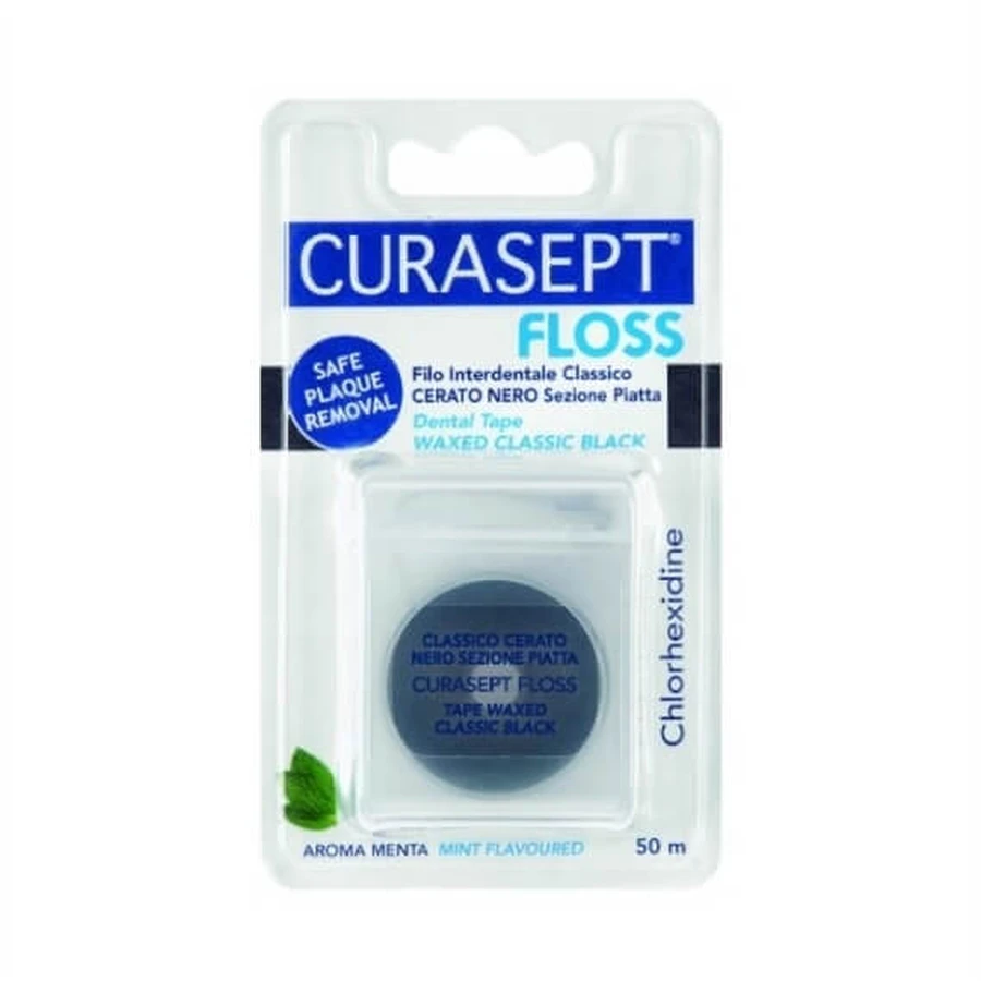INDENT CURASEPT FLOSS Seda dental encerada negra 50 ...