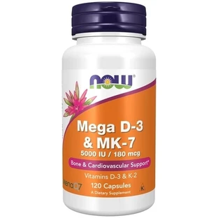 Now Foods Vitamina D3 5000 iu + K2 MK7 180 mcg 120 cápsulas