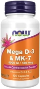Now Foods Vitamin D3 5000 iu + K2 MK7 180 mcg 120 capsules