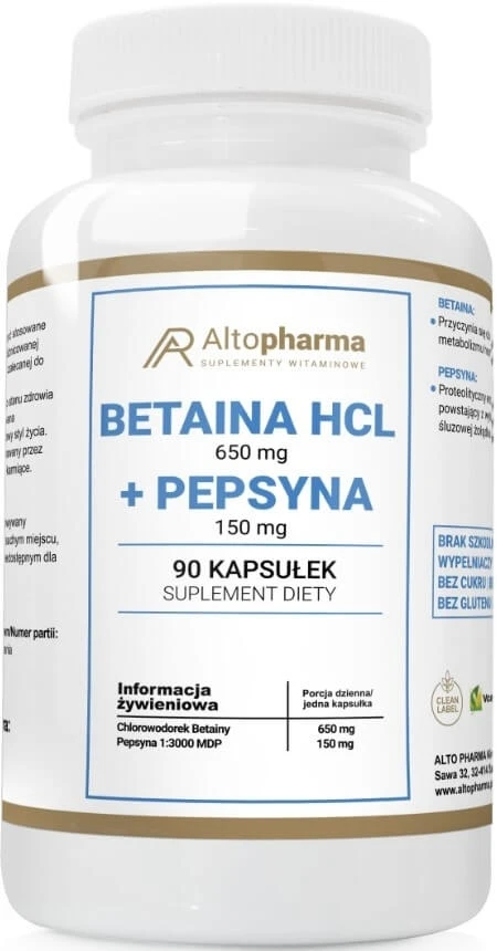 Altopharma Betaine 650 mg + Pepsin 150 mg 90 capsules