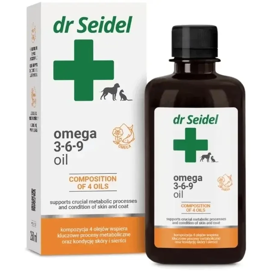 Dr. Seidel Omega 3-6-9 olie voor hond en kat 250 ml