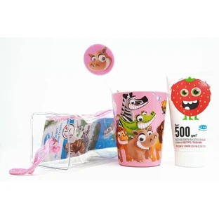 Dr. Scott Pink cup + toothbrush + stopper set