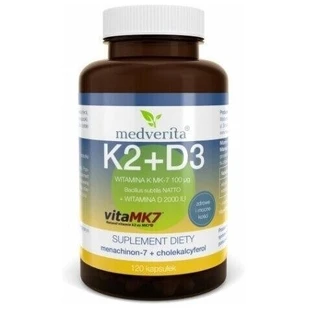 Medverita K2 + D3 2000 IU 120 capsules.