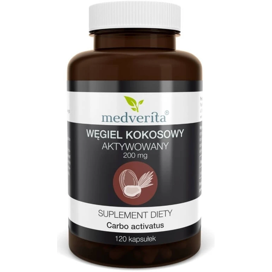 Medverita Geactiveerde kokosnoot houtskool 200 mg 120 capsules