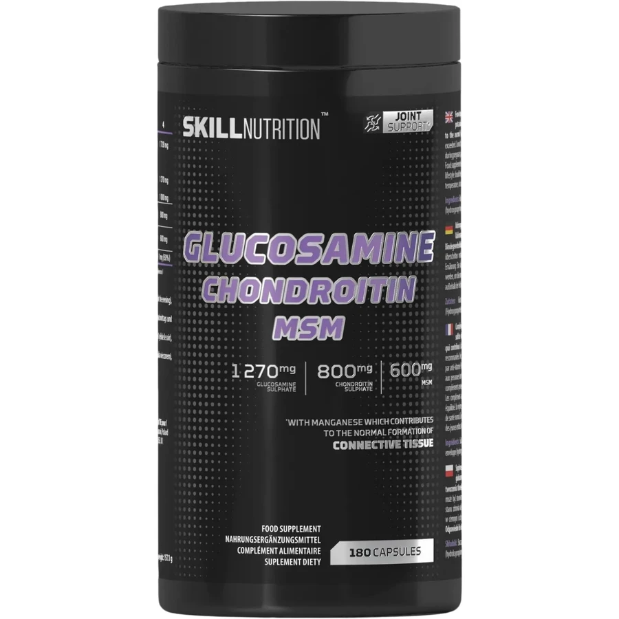 Skill Nutrition Glucosamine Chondroïtine MSM 180 gélules.