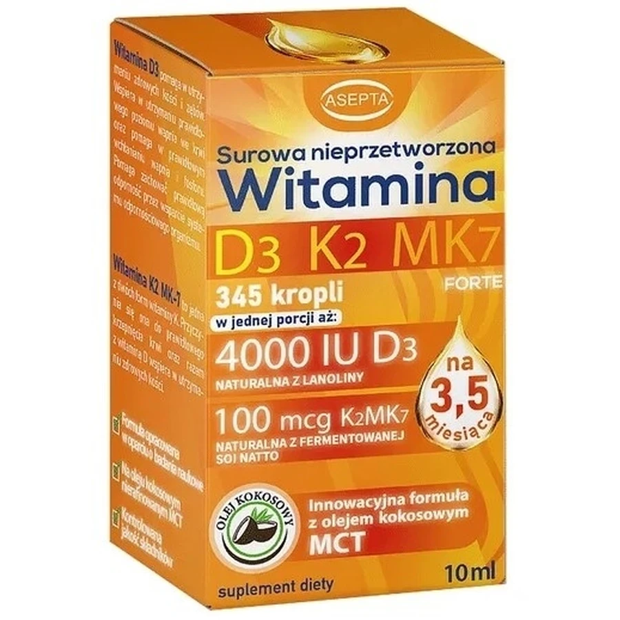 Asepta Vitamine D3 K2 MK7 druppels 10 ml