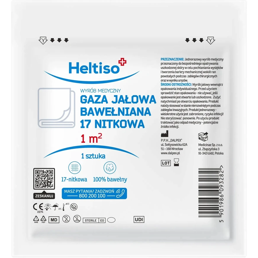 Heltiso Sterile gauze 17 thread cotton 1 m2 1 piece
