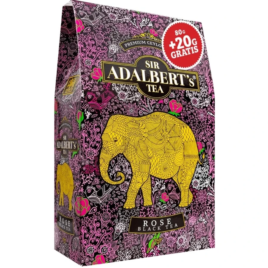 ADALBERT'S Té negro de Ceilán con pétalos de rosa 100 g