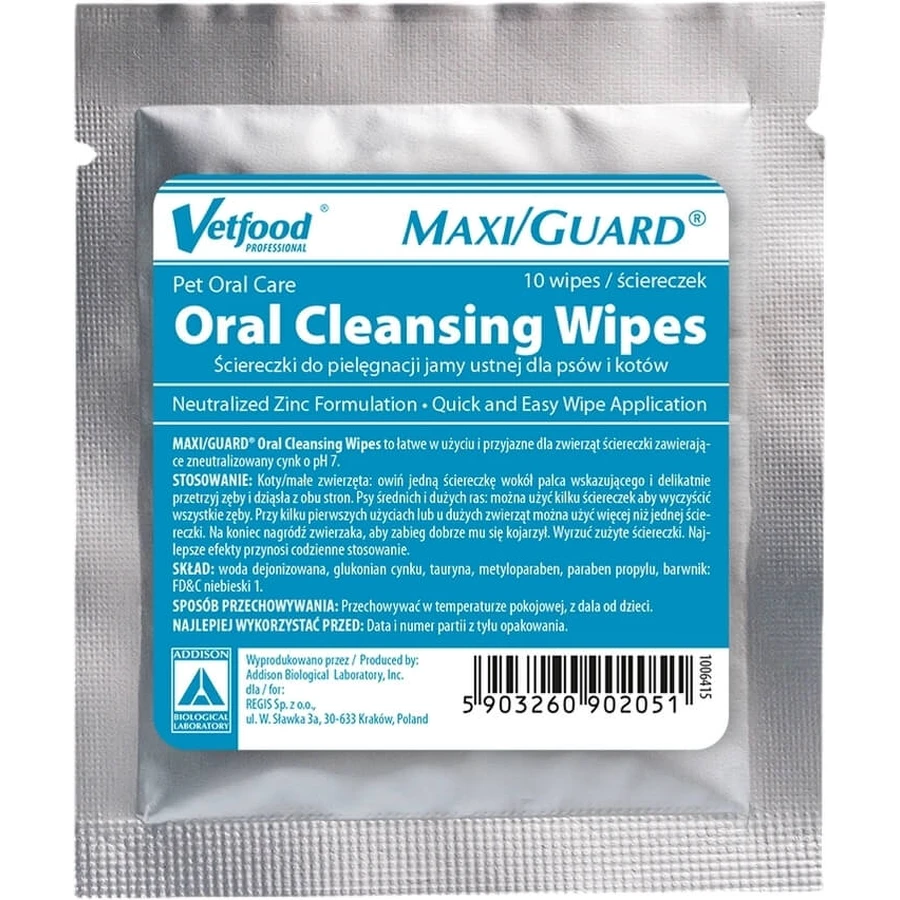 VETFOOD Maxi Guard Toallitas Limpieza Oral 10 uds.