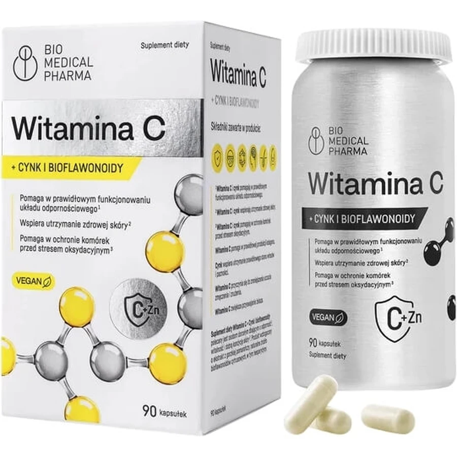 Vitamine C + Zinc et Bioflavonoïdes 90 gélules.